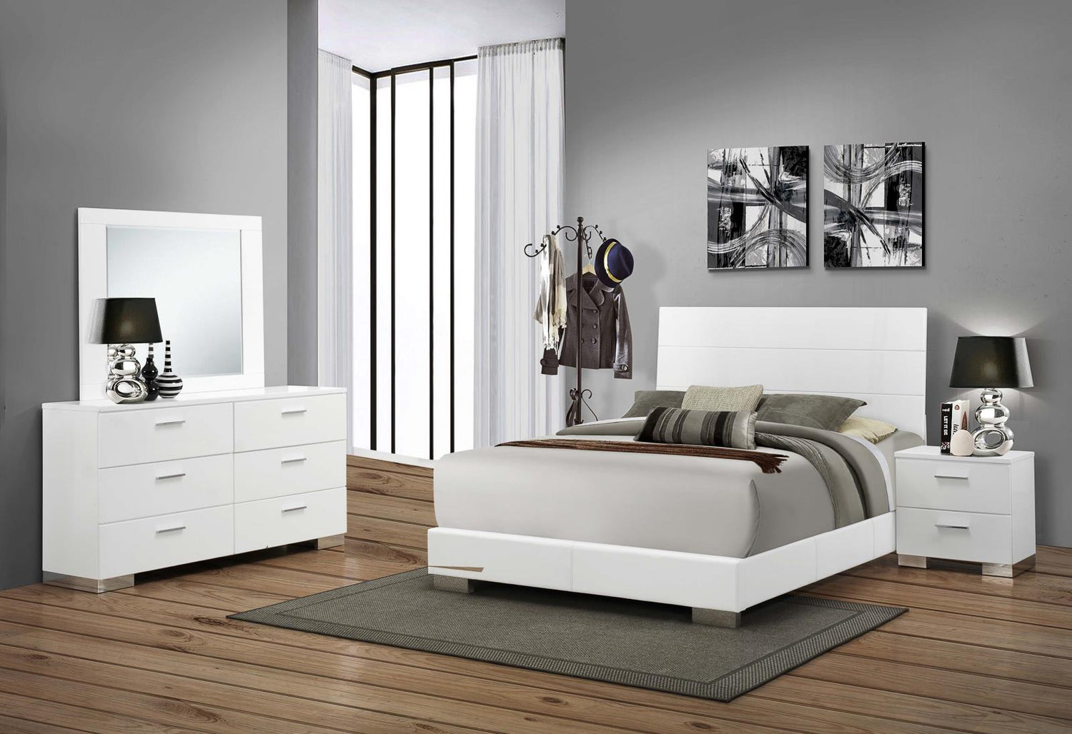 Felicity Panel Bedroom Set Glossy White - 203501Q-S4 - Bien Home Furniture &amp; Electronics