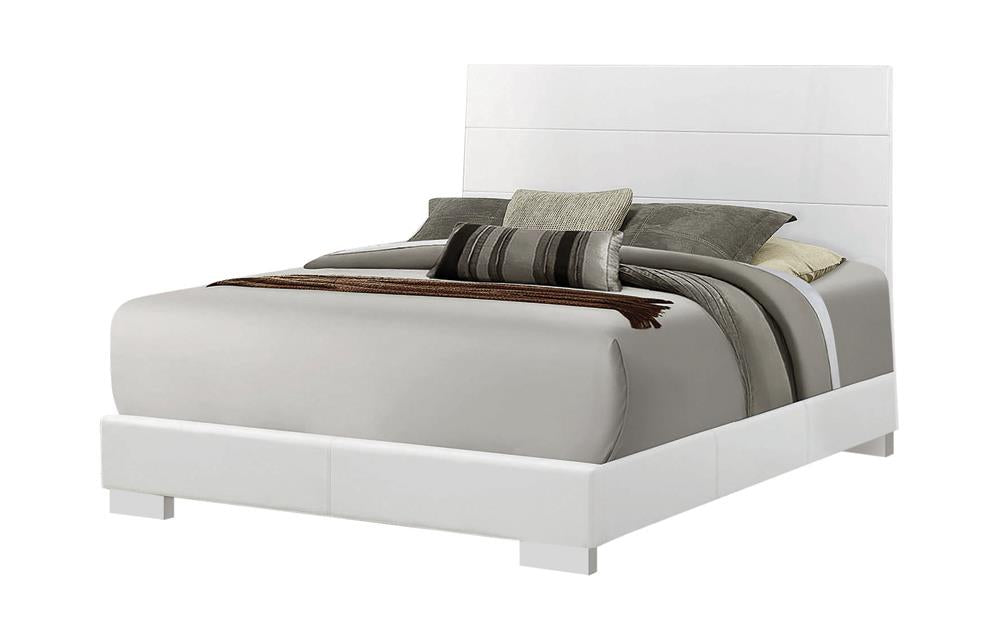 Felicity Queen Panel Bed Glossy White - 203501Q - Bien Home Furniture &amp; Electronics