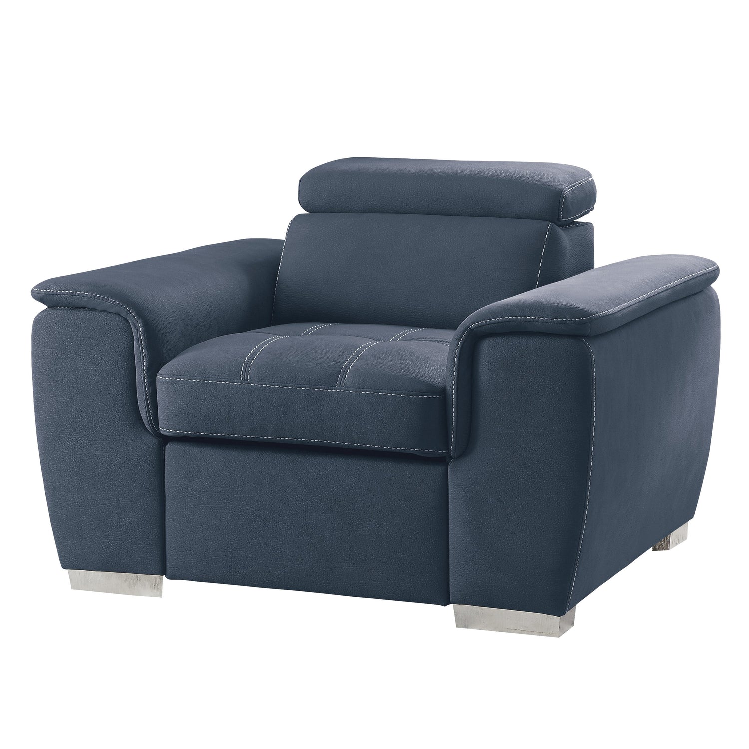 Ferriday Blue Chair with Pull-out Ottoman - 8228BU-1 - Bien Home Furniture &amp; Electronics