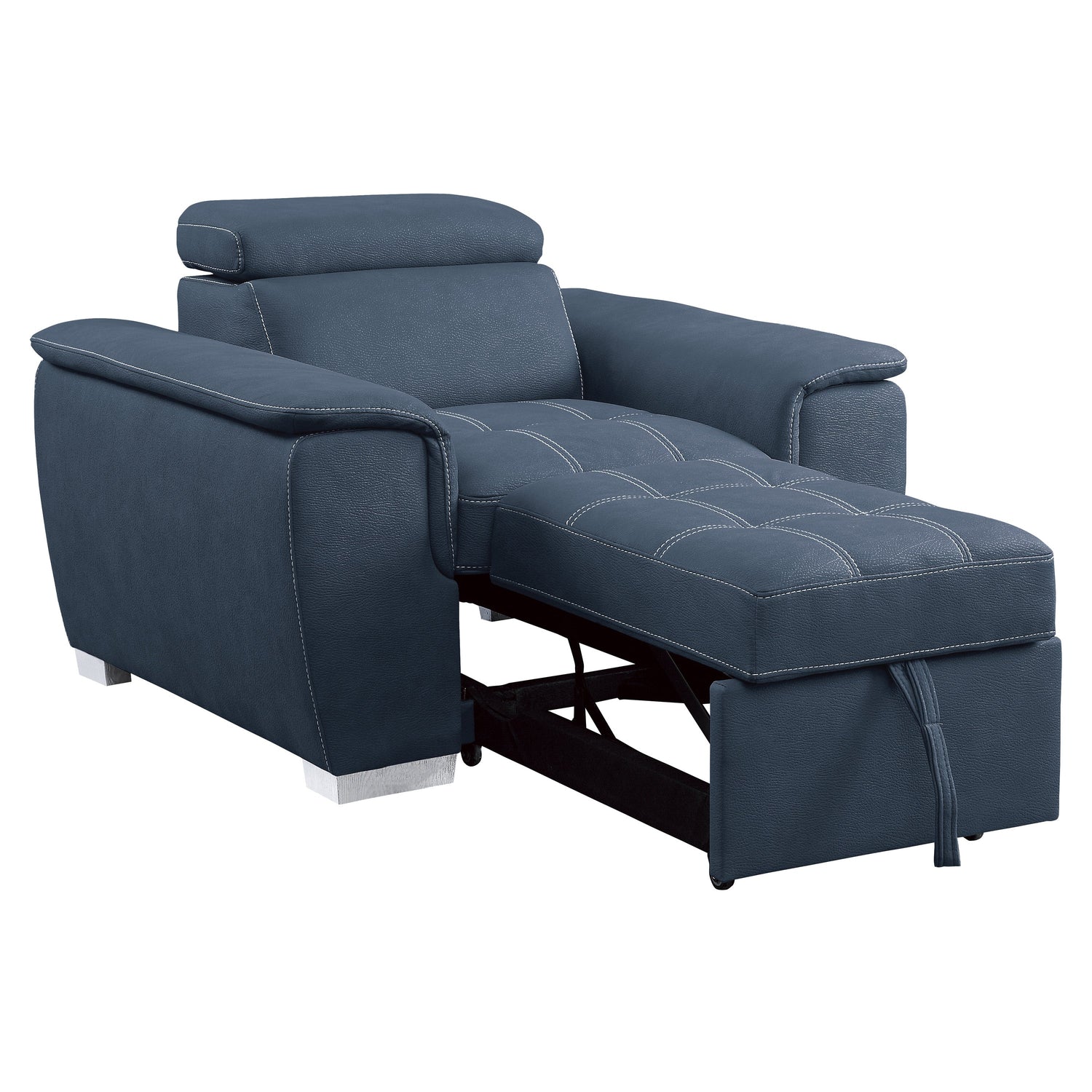 Ferriday Blue Chair with Pull-out Ottoman - 8228BU-1 - Bien Home Furniture &amp; Electronics