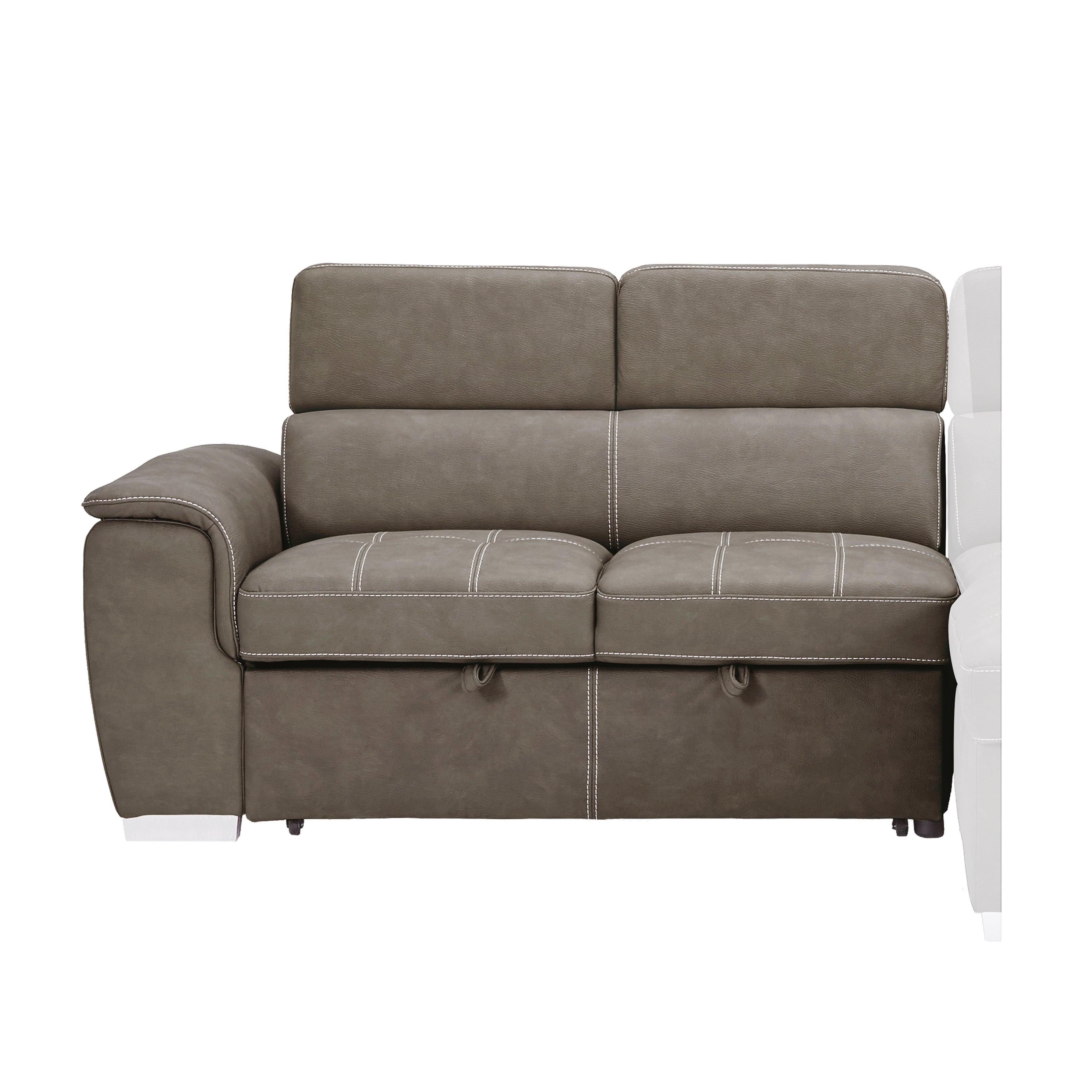 Ferriday Brown Sectional with Adjustable Headrests, Pull-out Bed and Right Chaise with Hidden Storage - 8228TP* - Bien Home Furniture &amp; Electronics