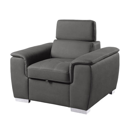 Ferriday Gray Chair with Pull-out Ottoman - 8228GY-1 - Bien Home Furniture &amp; Electronics