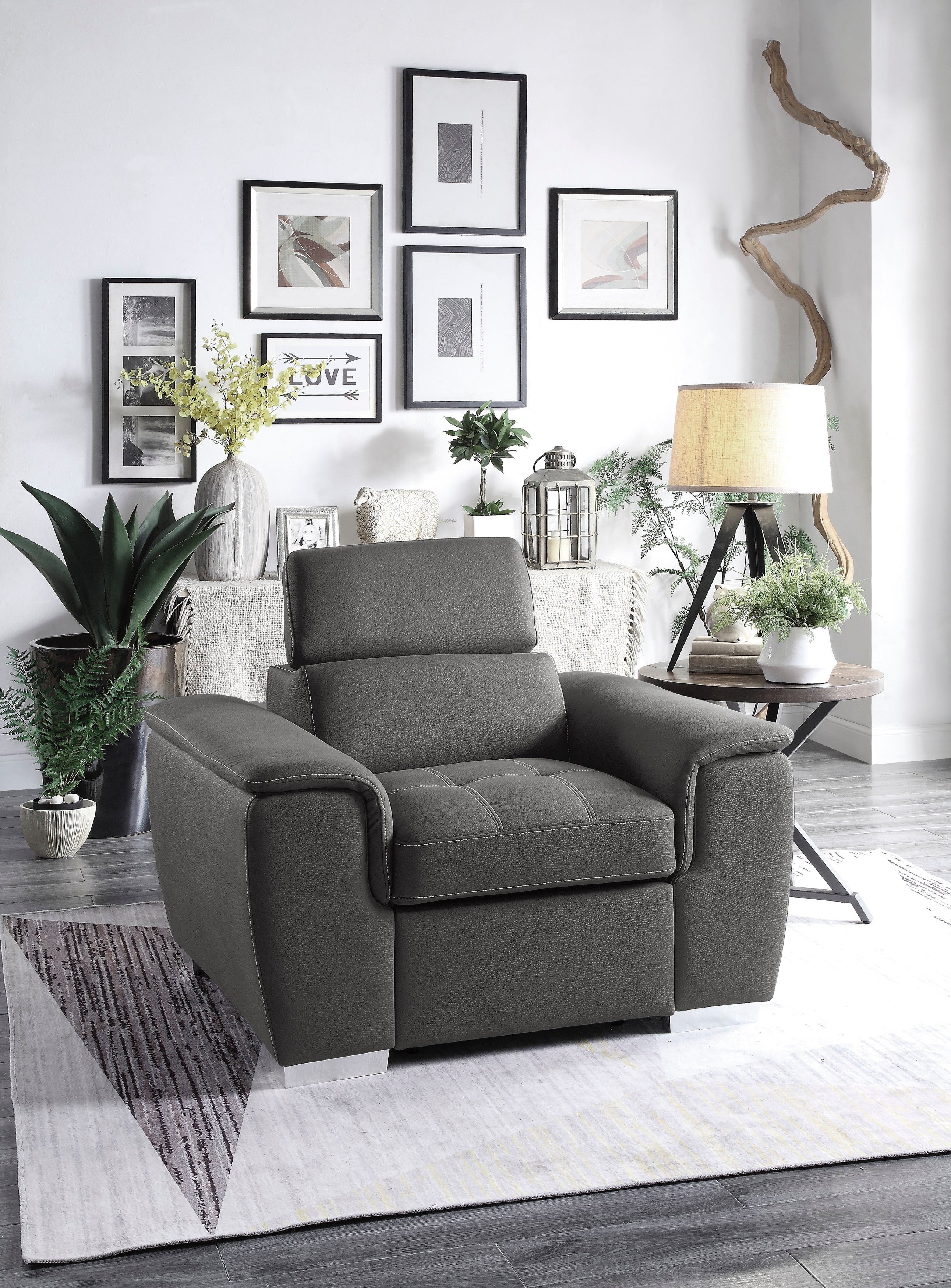 Ferriday Gray Chair with Pull-out Ottoman - 8228GY-1 - Bien Home Furniture &amp; Electronics