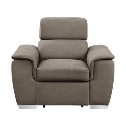 Ferriday Taupe Chair with Pull-out Ottoman - 8228TP-1 - Bien Home Furniture &amp; Electronics