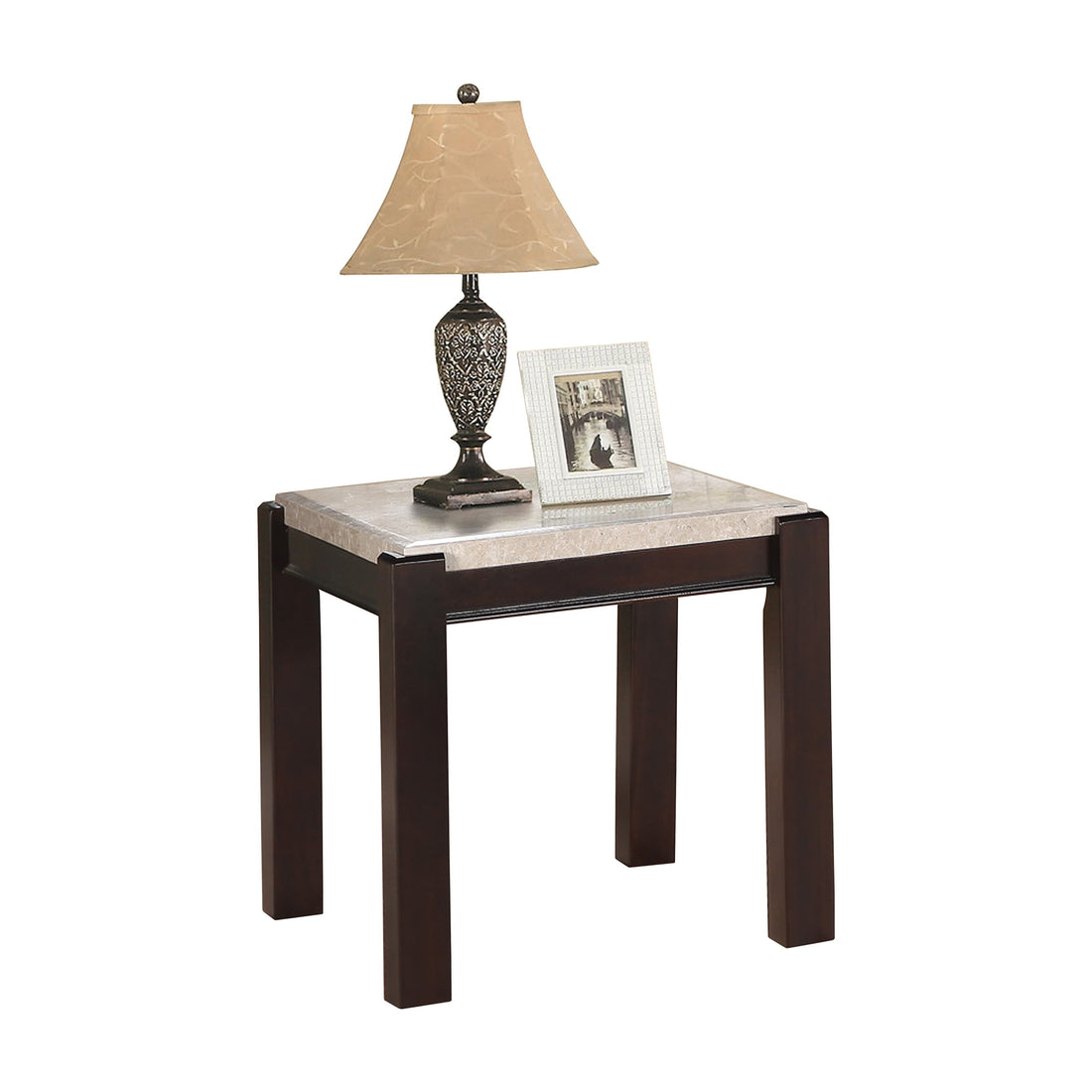Festus Dark Cherry Marble-Top End Table - 5466-04 - Bien Home Furniture &amp; Electronics