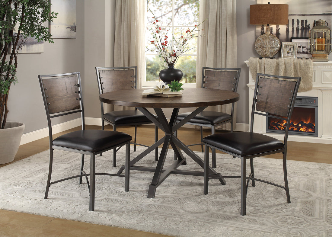 Fideo Brown/Gray Round Dining Set - SET | 5606-45RD | 5606S(2) - Bien Home Furniture &amp; Electronics