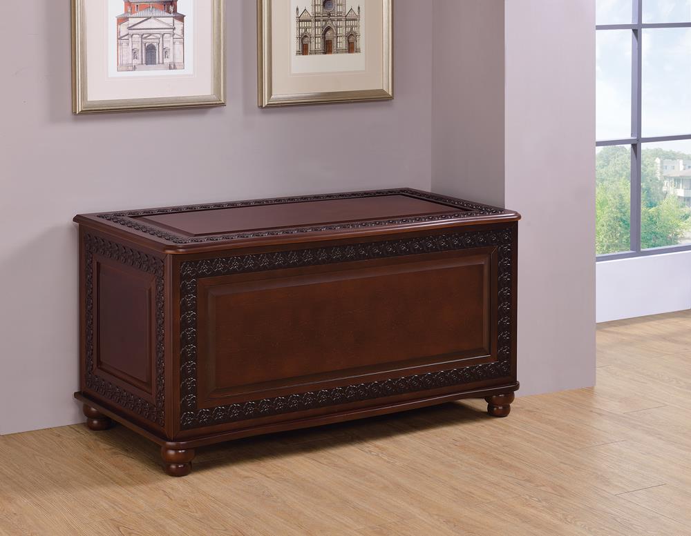 Finlay Deep Tobacco Flip Open Storage Cedar Chest - 900012 - Bien Home Furniture &amp; Electronics