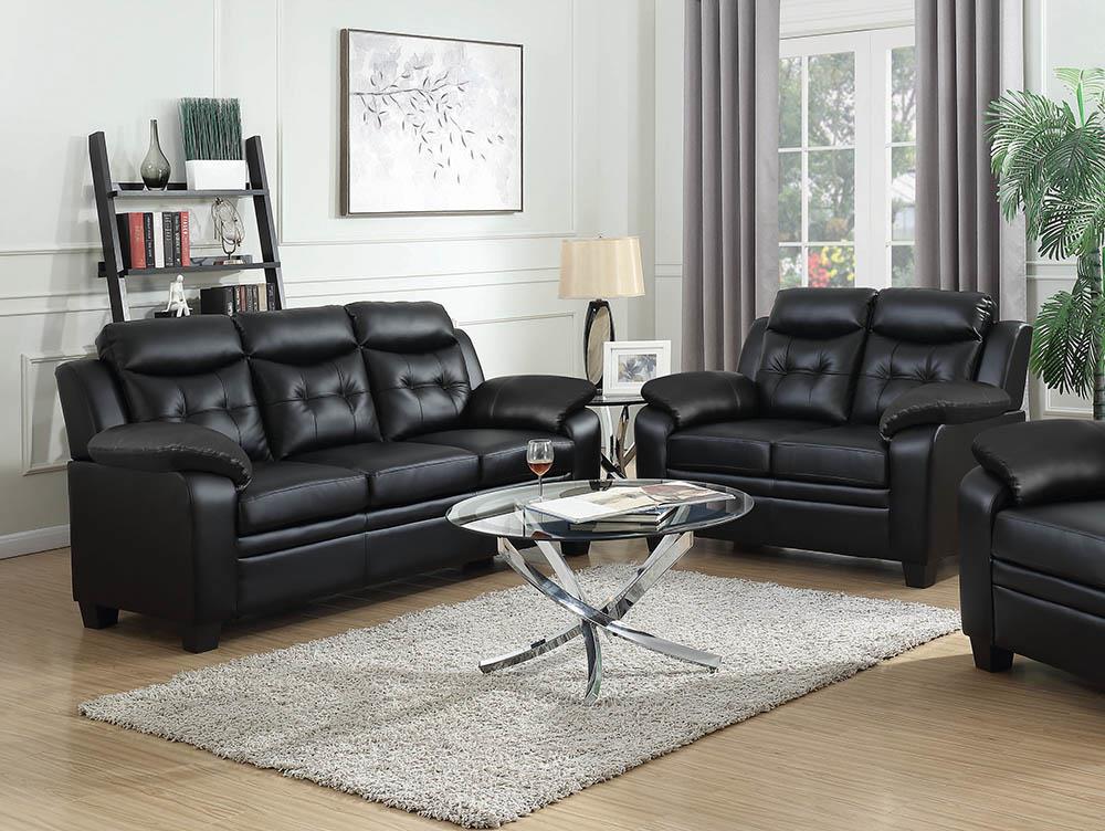 Finley Upholstered Pillow Top Arm Living Room Set Black - 506551-S2 - Bien Home Furniture &amp; Electronics