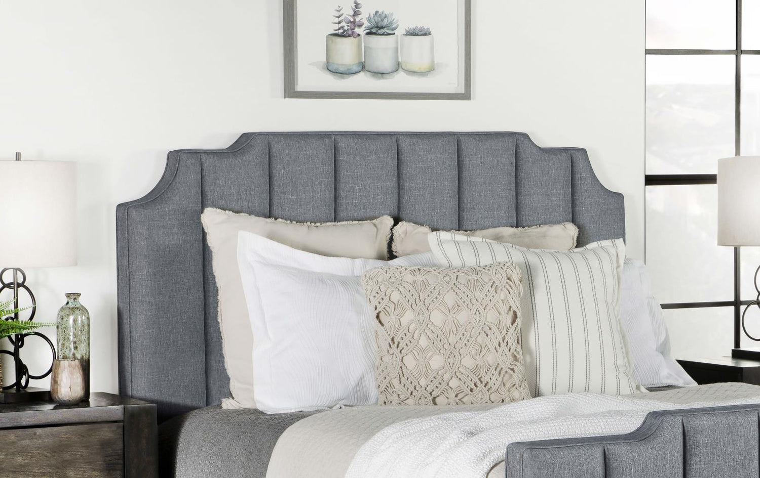 Fiona Upholstered Panel Bed Light Gray - 306029KE - Bien Home Furniture &amp; Electronics