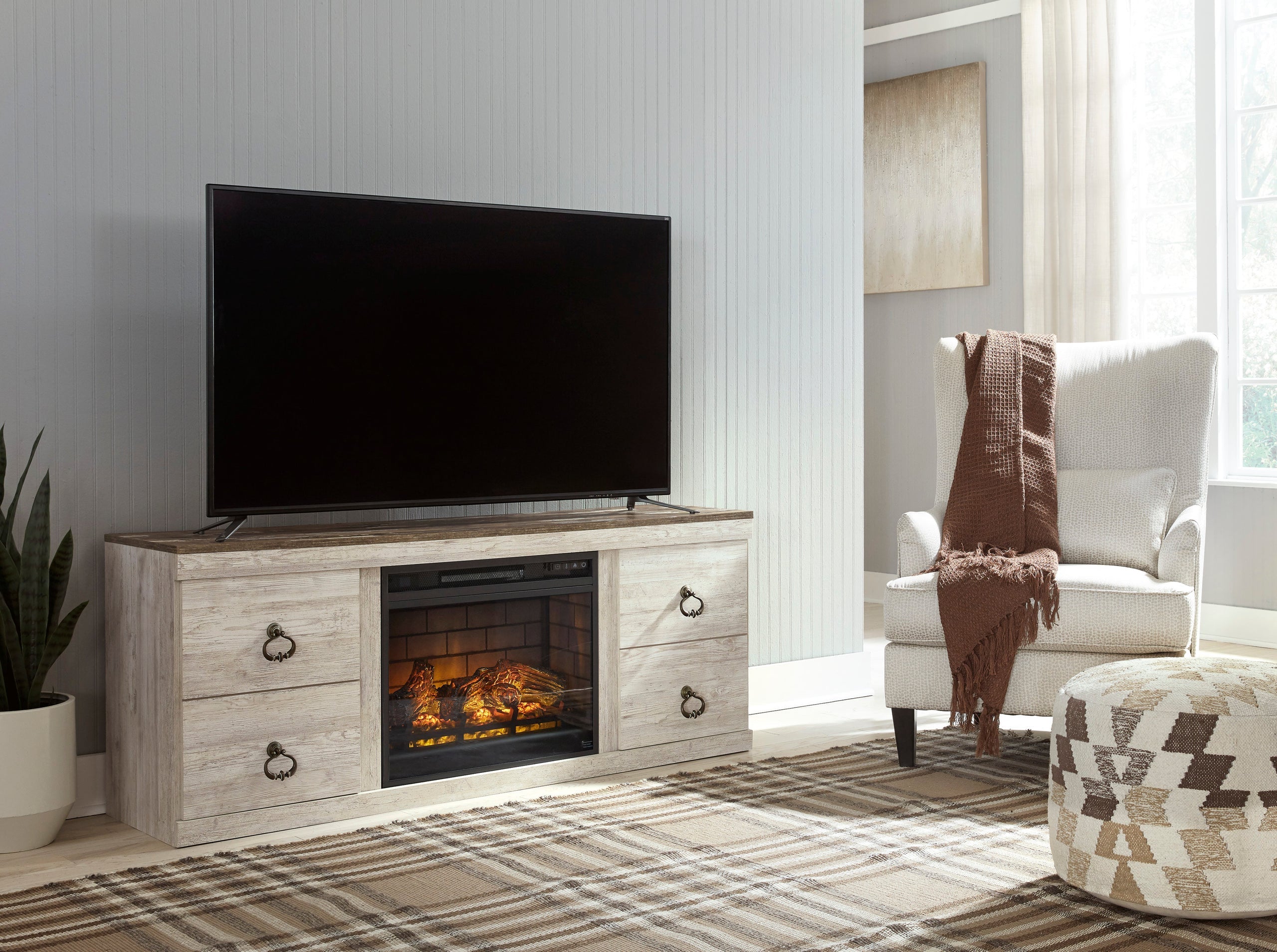 EW0267-268 - TV Stand w/Fireplace 60" L - EW0267-268 - TV Stand w/Fireplace 60" L - Bien Home Furniture &amp; Electronics