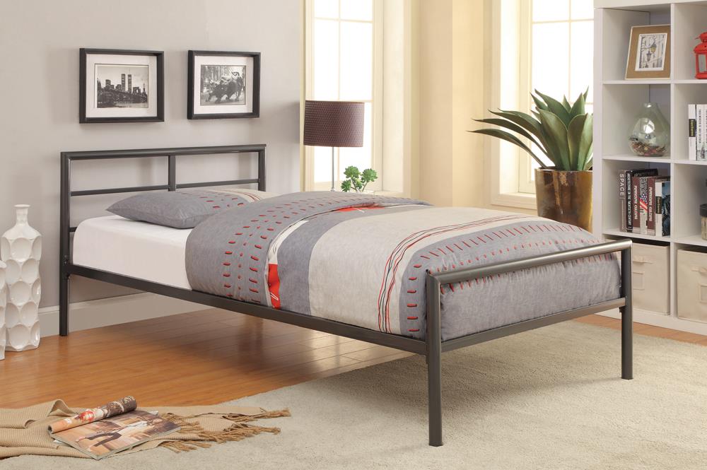 Fisher Twin Metal Bed Gunmetal - 300279T - Bien Home Furniture &amp; Electronics