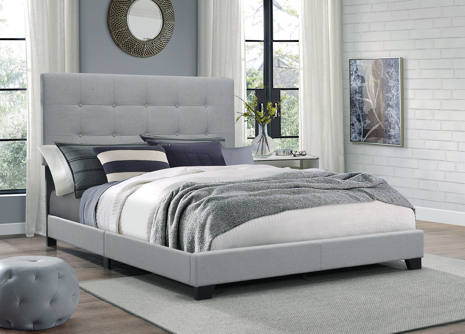 Florence Gray Full Upholstered Bed - 5270GY-F - Bien Home Furniture &amp; Electronics