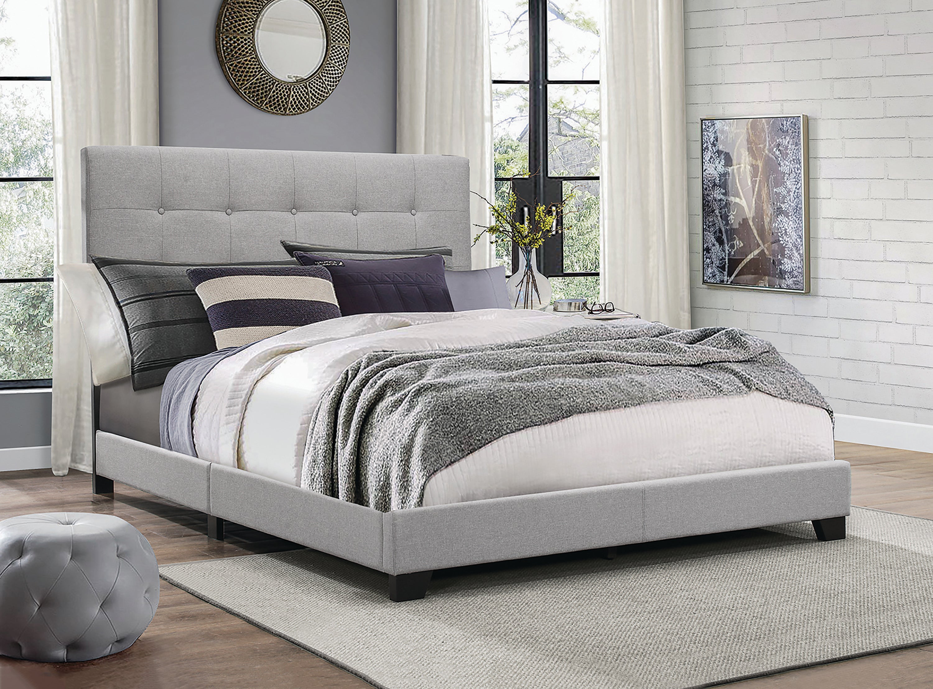 Florence Gray Twin Upholstered Bed - 5270GY-T - Bien Home Furniture &amp; Electronics