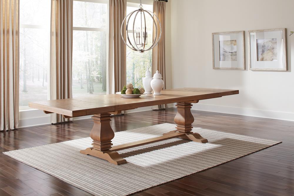 Florence Rustic Smoke Double Pedestal Dining Table - 180201 - Bien Home Furniture &amp; Electronics