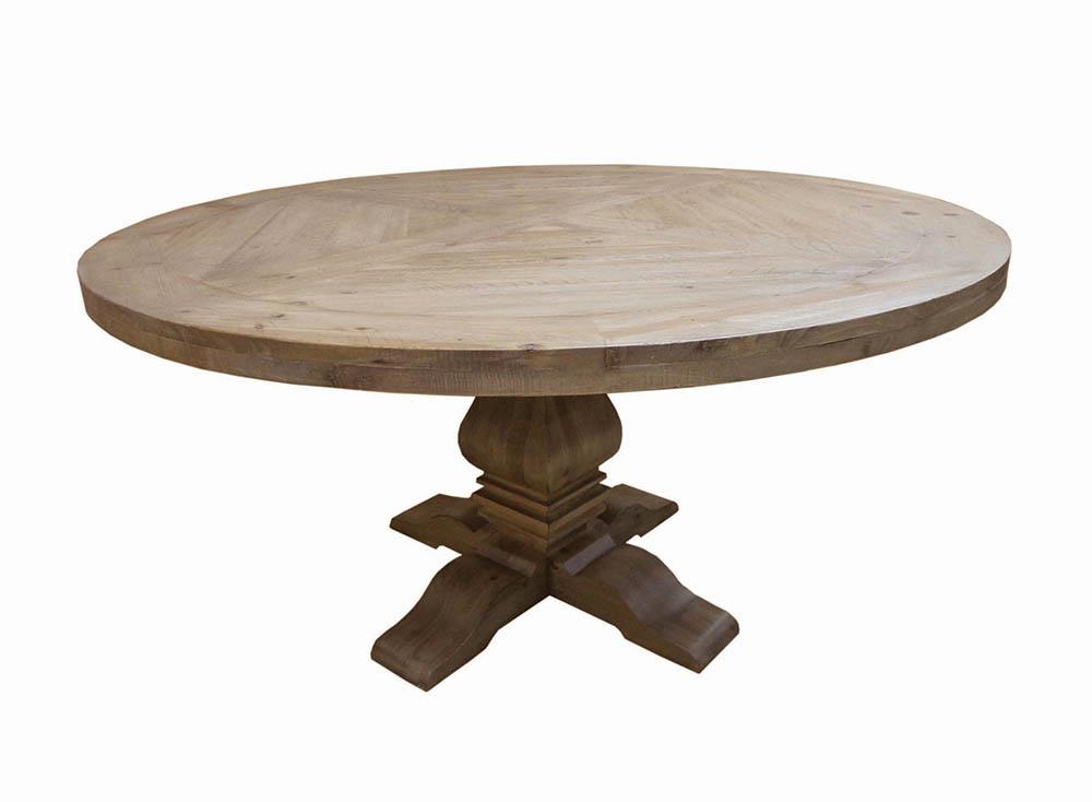 Florence Rustic Smoke Round Pedestal Dining Table - 180200 - Bien Home Furniture &amp; Electronics