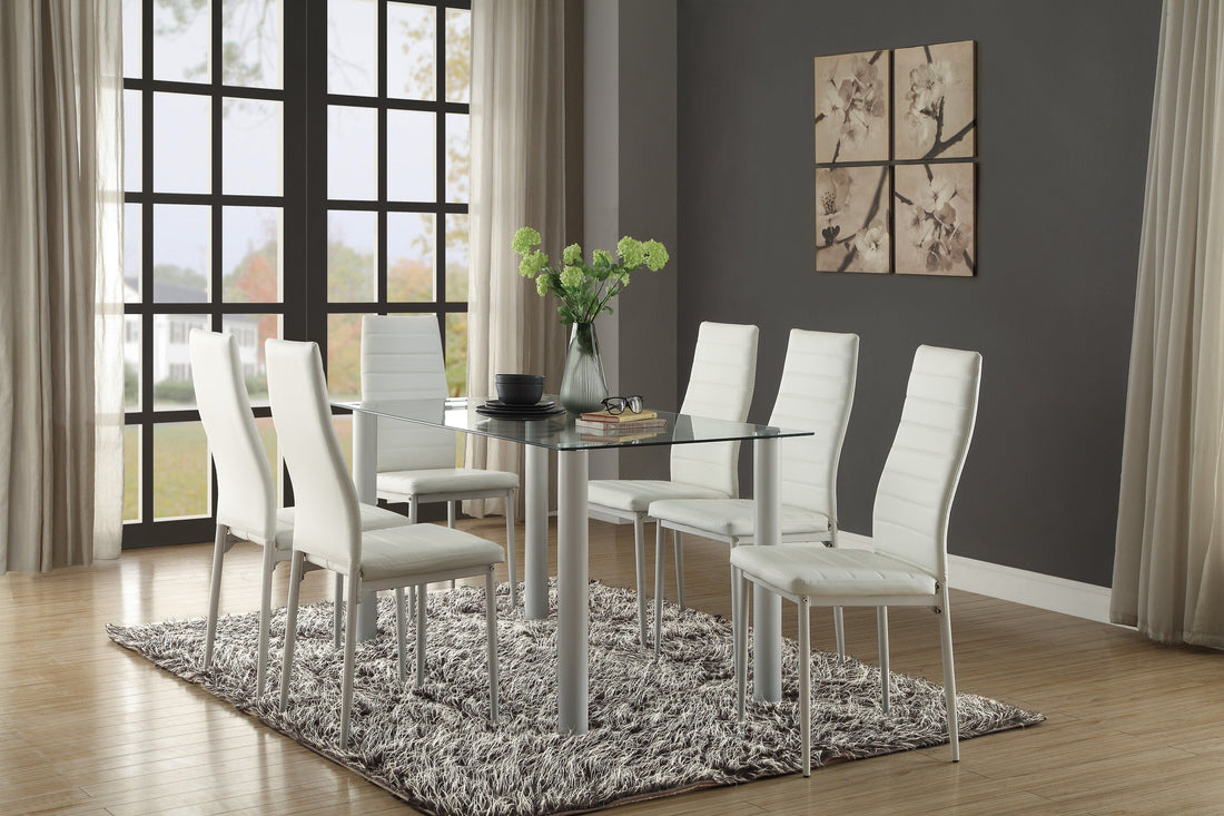 Florian White Dining Set - SET | 5538W | 5538WG | 5538WS(2) - Bien Home Furniture &amp; Electronics