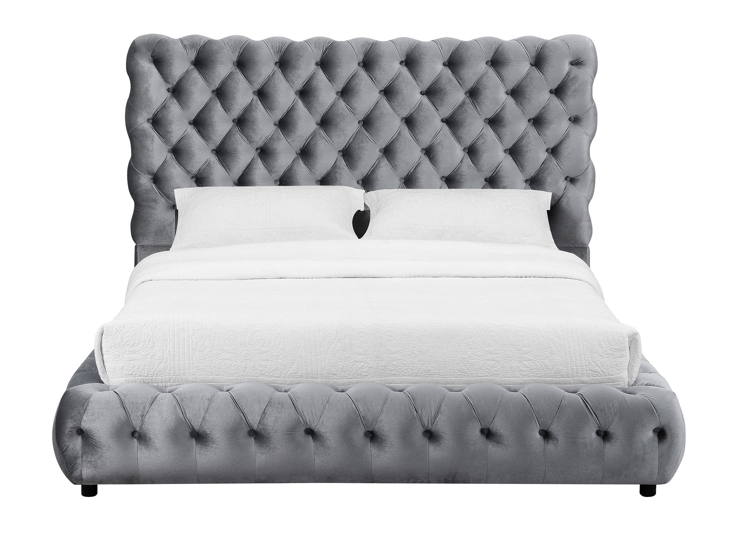 Flory Gray King Upholstered Platform Bed - SET | 5112GY-K-HBFB | 5112GY-KQ-RAIL - Bien Home Furniture &amp; Electronics