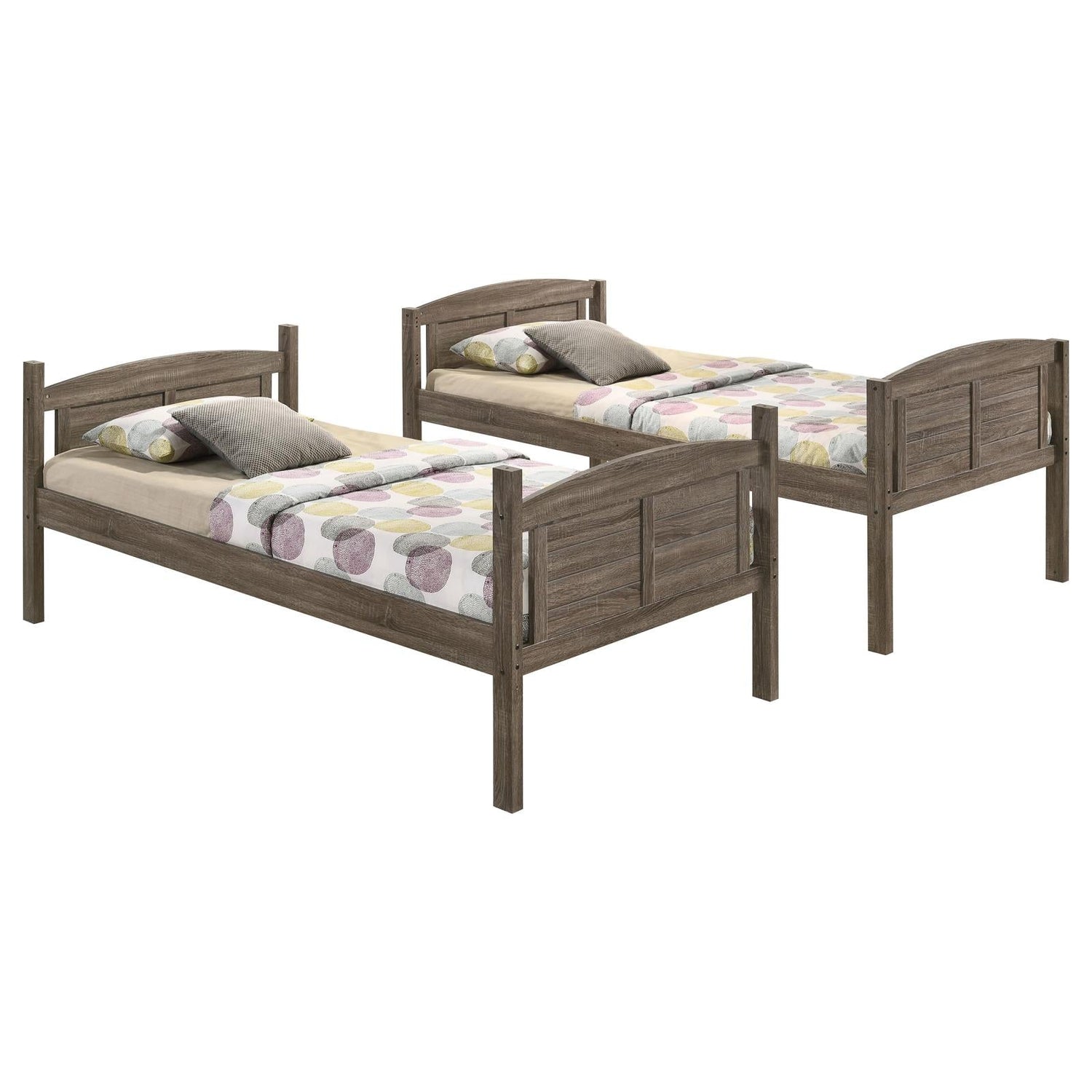 Flynn Weathered Brown Twin over Full Bunk Bed - 400809 - Bien Home Furniture &amp; Electronics