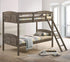 Flynn Weathered Brown Twin over Twin Bunk Bed - 400808 - Bien Home Furniture & Electronics