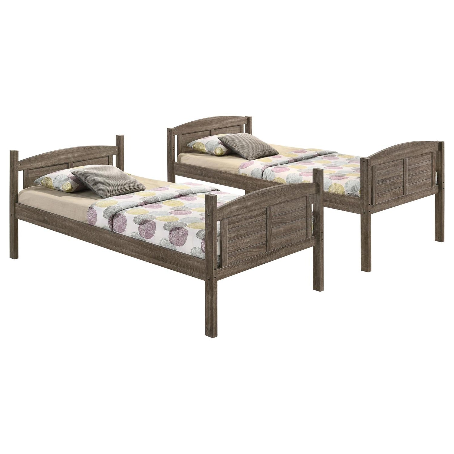 Flynn Weathered Brown Twin over Twin Bunk Bed - 400808 - Bien Home Furniture &amp; Electronics