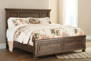 Flynnter Medium Brown King Panel Bed with 2 Storage Drawers - SET | B719-58 | B719-76 | B719-99 - Bien Home Furniture & Electronics