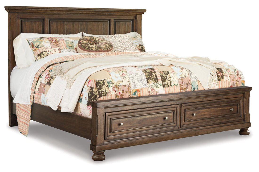 Flynnter Medium Brown King Panel Bed with 2 Storage Drawers - SET | B719-58 | B719-76 | B719-99 - Bien Home Furniture &amp; Electronics