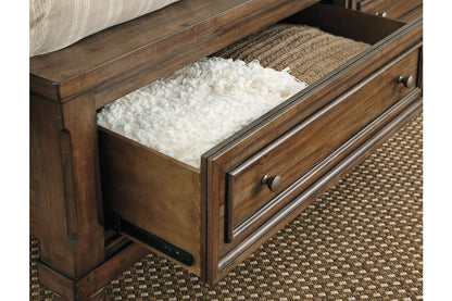 Flynnter Medium Brown King Sleigh Bed with 2 Storage Drawers - SET | B719-76 | B719-78 | B719-99 - Bien Home Furniture &amp; Electronics