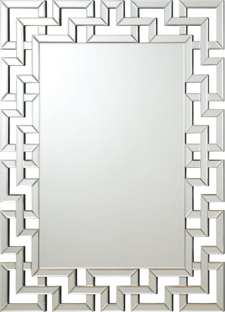 Forman Silver Interlocking Greek Frameless Wall Mirror - 901786 - Bien Home Furniture &amp; Electronics