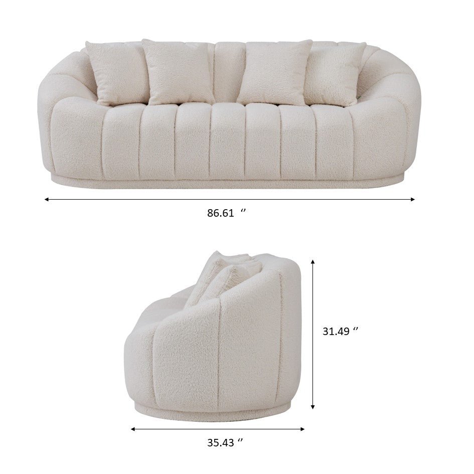 Forrester White Boucle Tight Back Japandi Sofa - MDM01800 - Bien Home Furniture &amp; Electronics