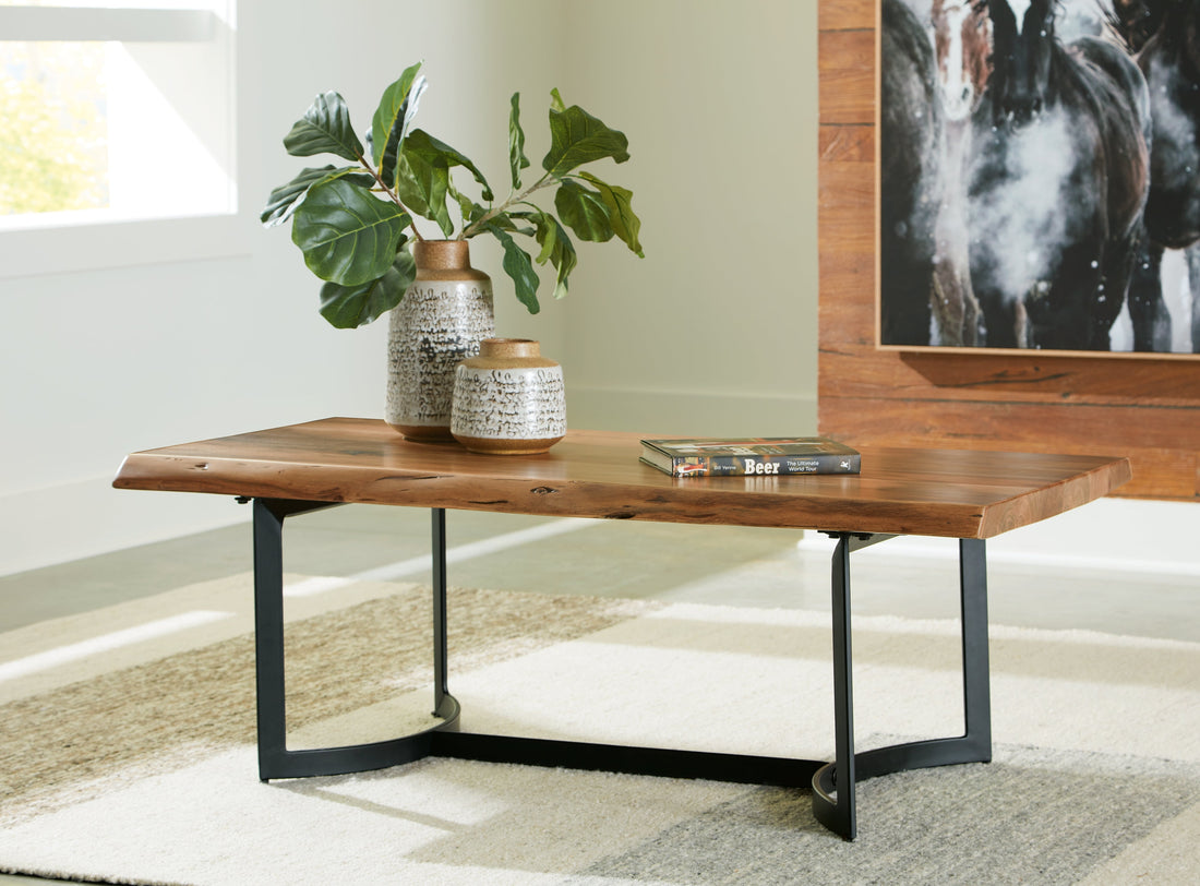 Fortmaine Brown/Black Coffee Table - T872-1 - Bien Home Furniture &amp; Electronics