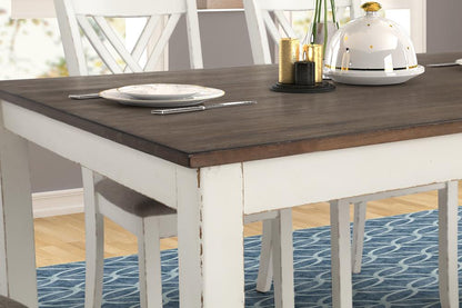 Fortress 7-Piece Dining Set Chestnut/Vintage White - 190721 - Bien Home Furniture &amp; Electronics