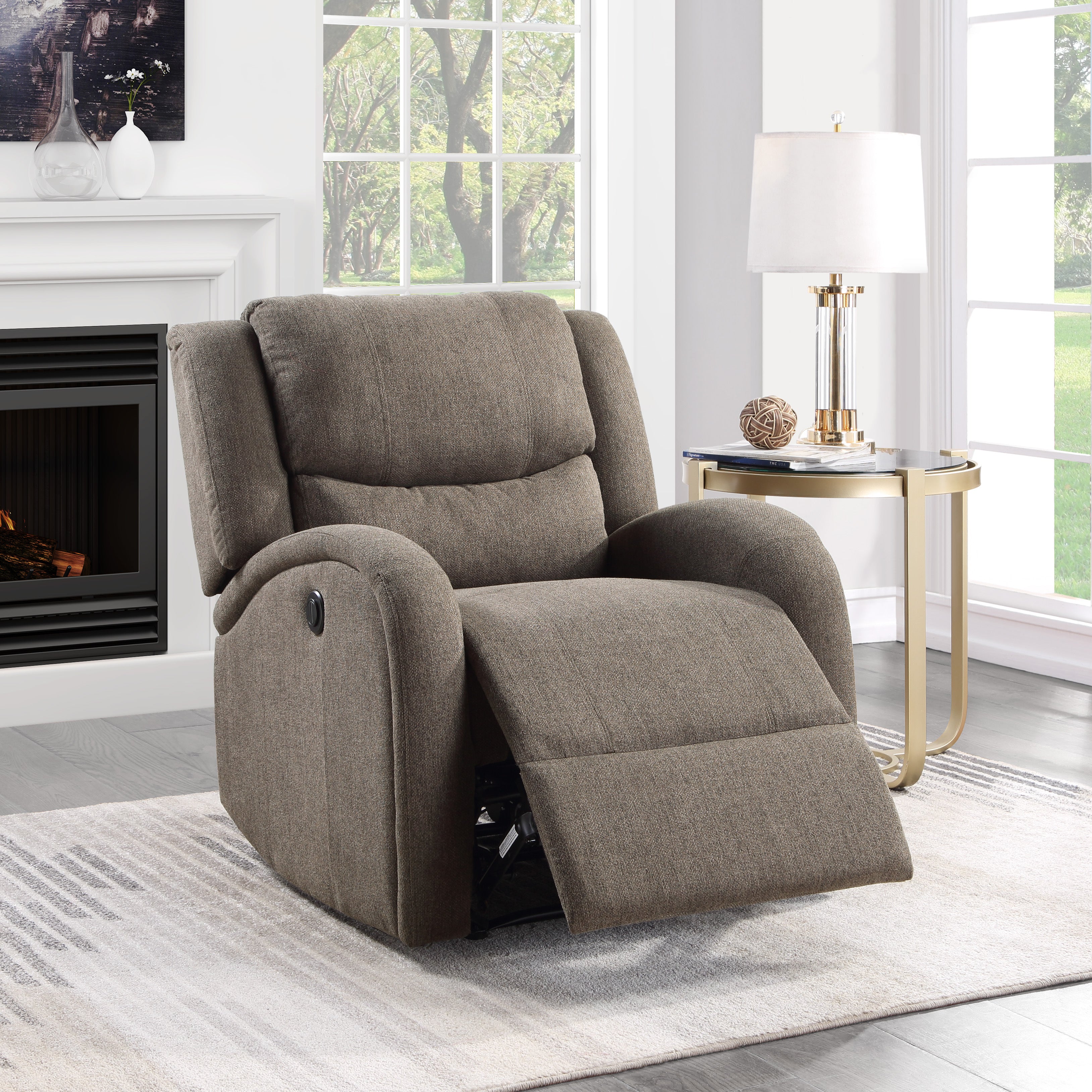 Foxcroft Brown Chenille Power Reclining Chair - 9316BR-1PW - Bien Home Furniture &amp; Electronics