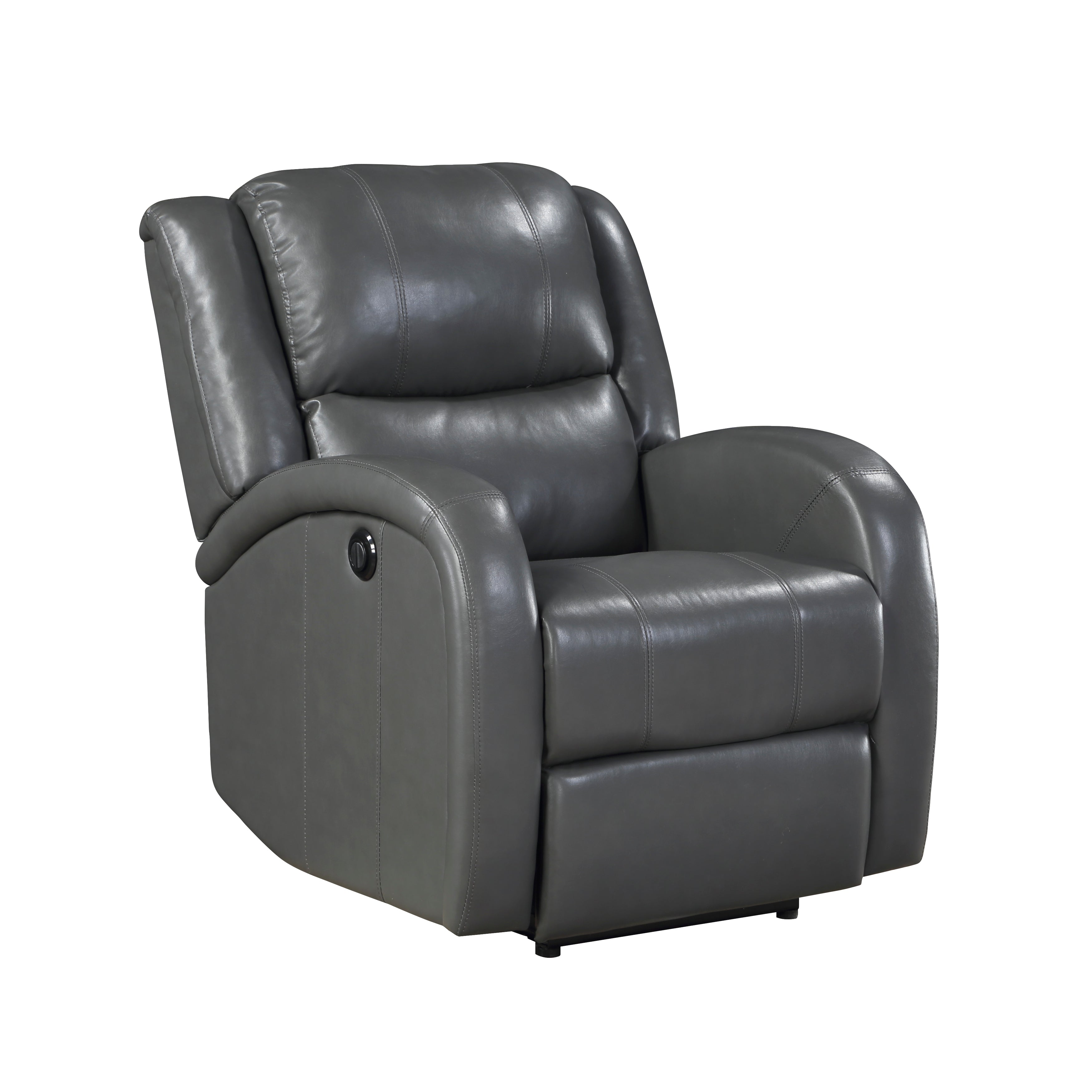 Foxcroft Gray Faux Leather Power Reclining Chair - 9316PUGY-1PW - Bien Home Furniture &amp; Electronics