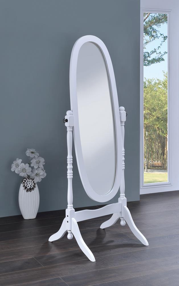 Foyet White Oval Cheval Mirror - 950802 - Bien Home Furniture &amp; Electronics