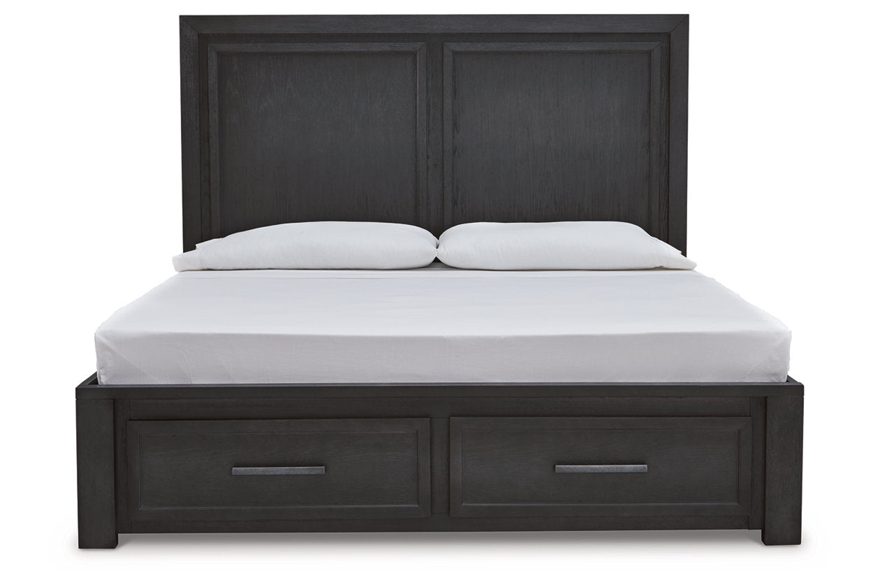 Foyland Black/Brown Queen Panel Storage Bed - SET | B989-54S | B989-57 | B989-96 - Bien Home Furniture &amp; Electronics