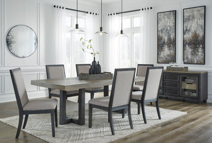 Foyland Light Gray/Black Rectangular Dining Set - SET | D989-25 | D989-01(2) - Bien Home Furniture &amp; Electronics