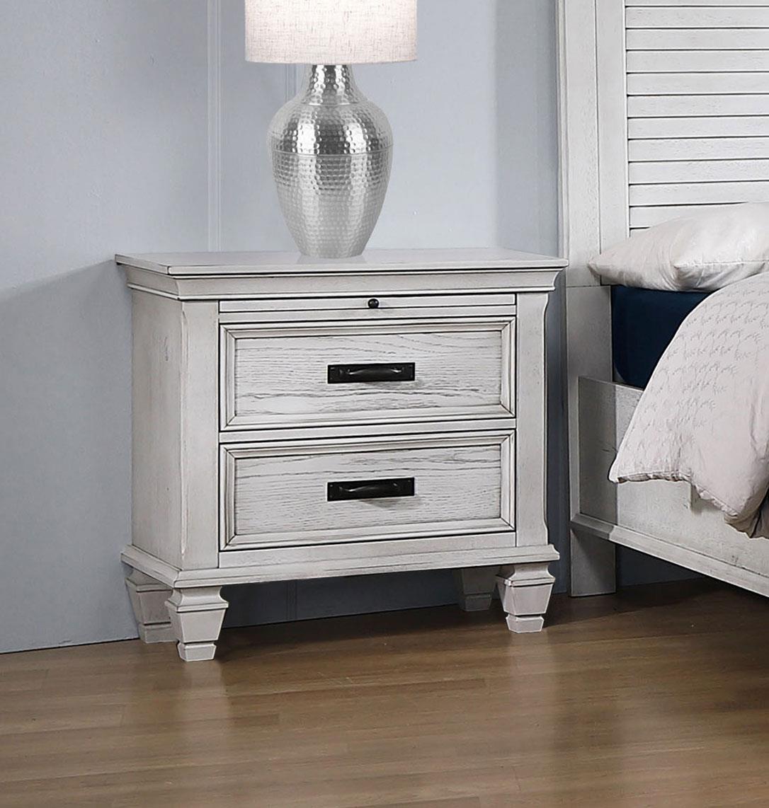 Franco 2-Drawer Nightstand Antique White - 205332 - Bien Home Furniture &amp; Electronics