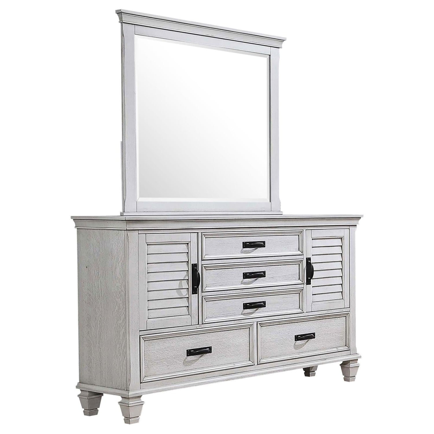 Franco 5-drawer Dresser with Mirror Antique White - 205333M - Bien Home Furniture &amp; Electronics