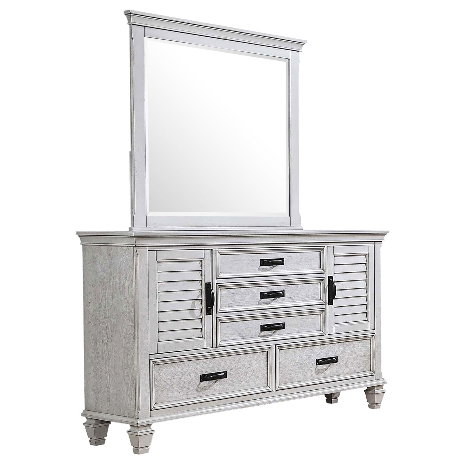 Franco 5-drawer Dresser with Mirror Antique White - 205333M - Bien Home Furniture &amp; Electronics