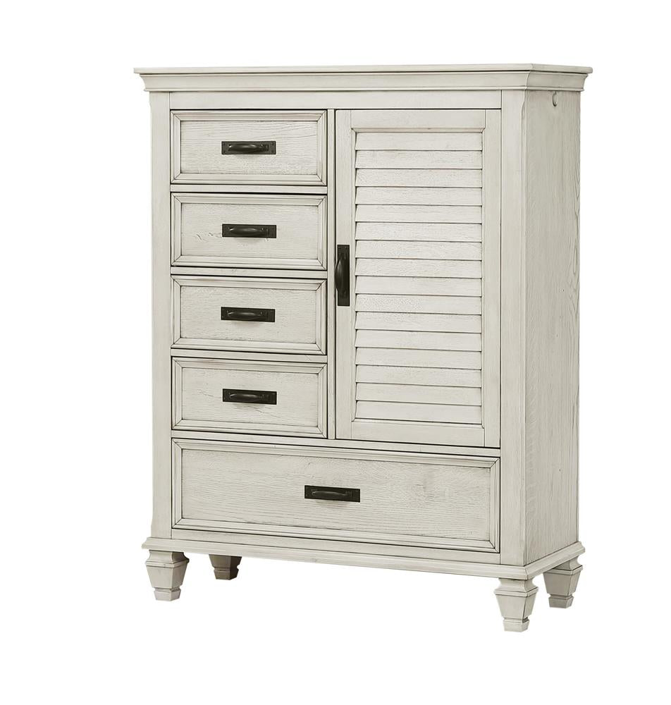 Franco Antique White 5-Drawer Door Chest - 205338 - Bien Home Furniture &amp; Electronics