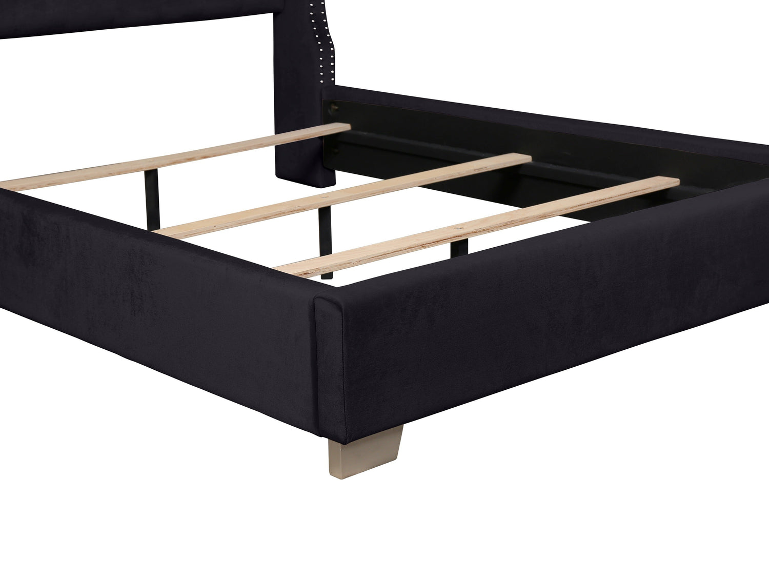 Franco Black Velvet King Upholstered Bed - SET | SH228KBLK-1 | SH228KBLK-3 - Bien Home Furniture &amp; Electronics