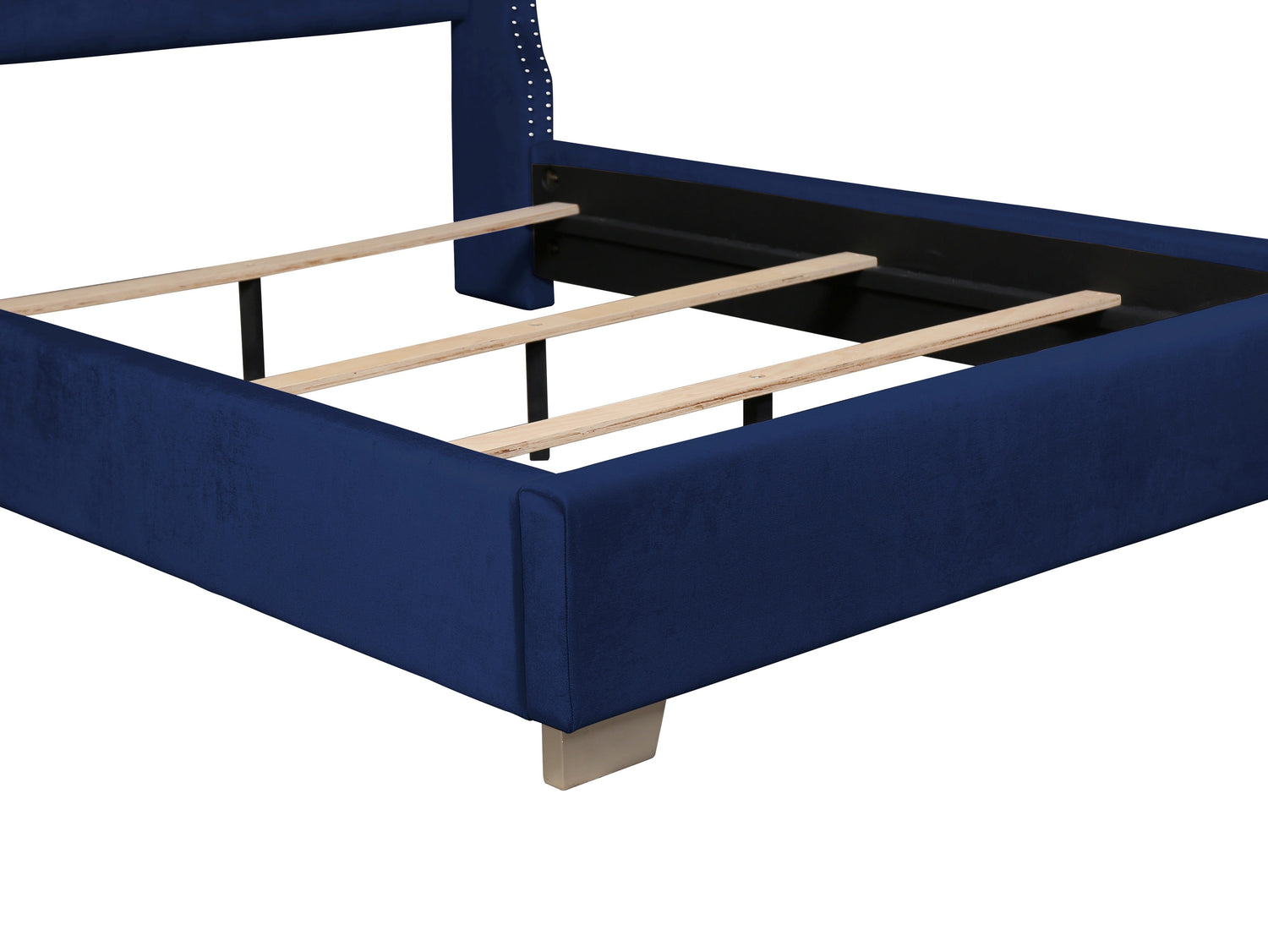 Franco Blue Velvet Queen Upholstered Bed - SET | SH228BLU-1 | SH228BLU-3 - Bien Home Furniture &amp; Electronics