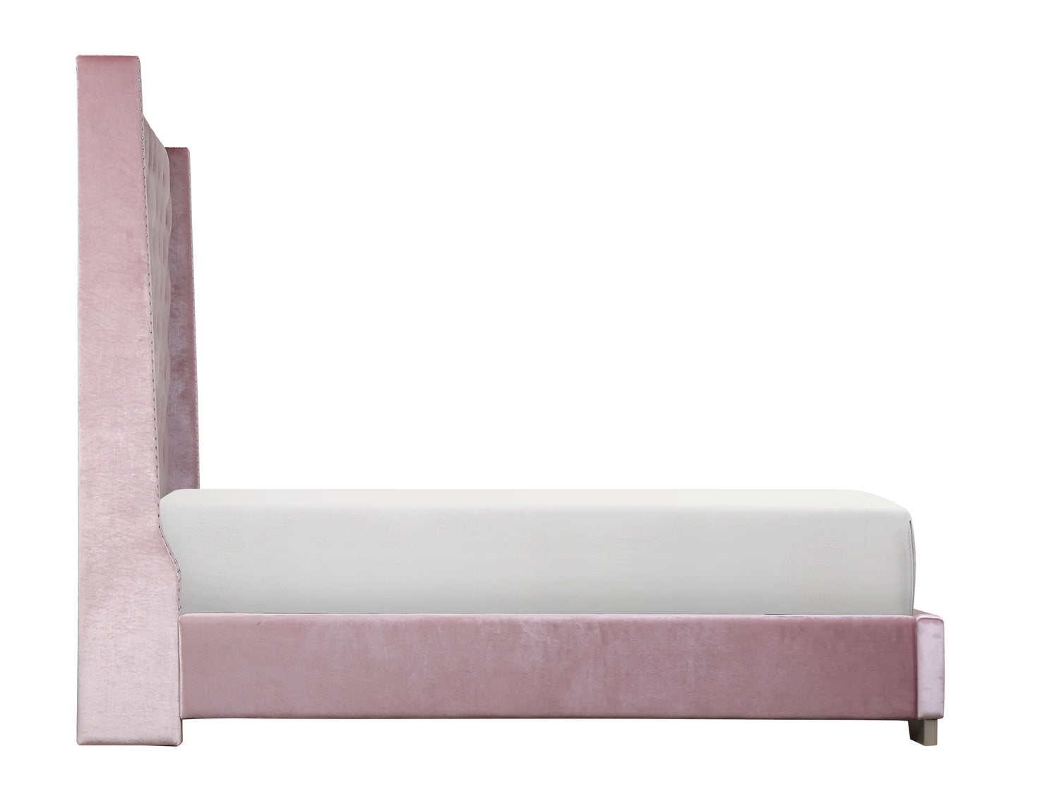 Franco Pink Velvet King Upholstered Bed - SET | SH228KPNK-1 | SH228KPNK-3 - Bien Home Furniture &amp; Electronics