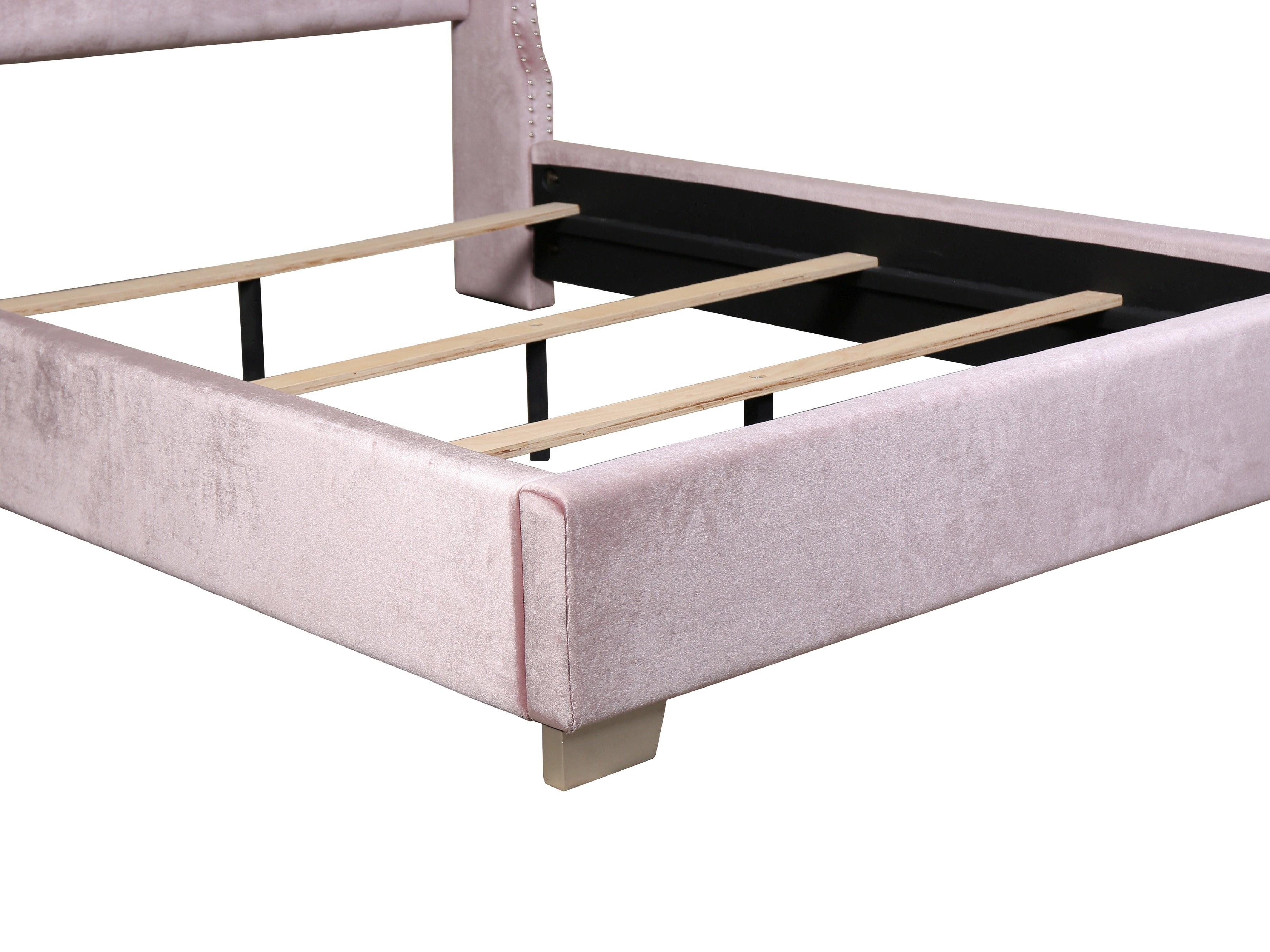 Franco Pink Velvet King Upholstered Bed - SET | SH228KPNK-1 | SH228KPNK-3 - Bien Home Furniture &amp; Electronics