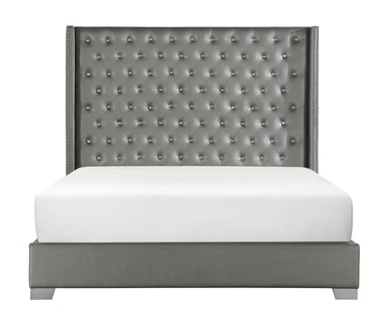 Franco Silver King Upholstered Bed - SET | SH228K-1 | SH228K-3 - Bien Home Furniture &amp; Electronics