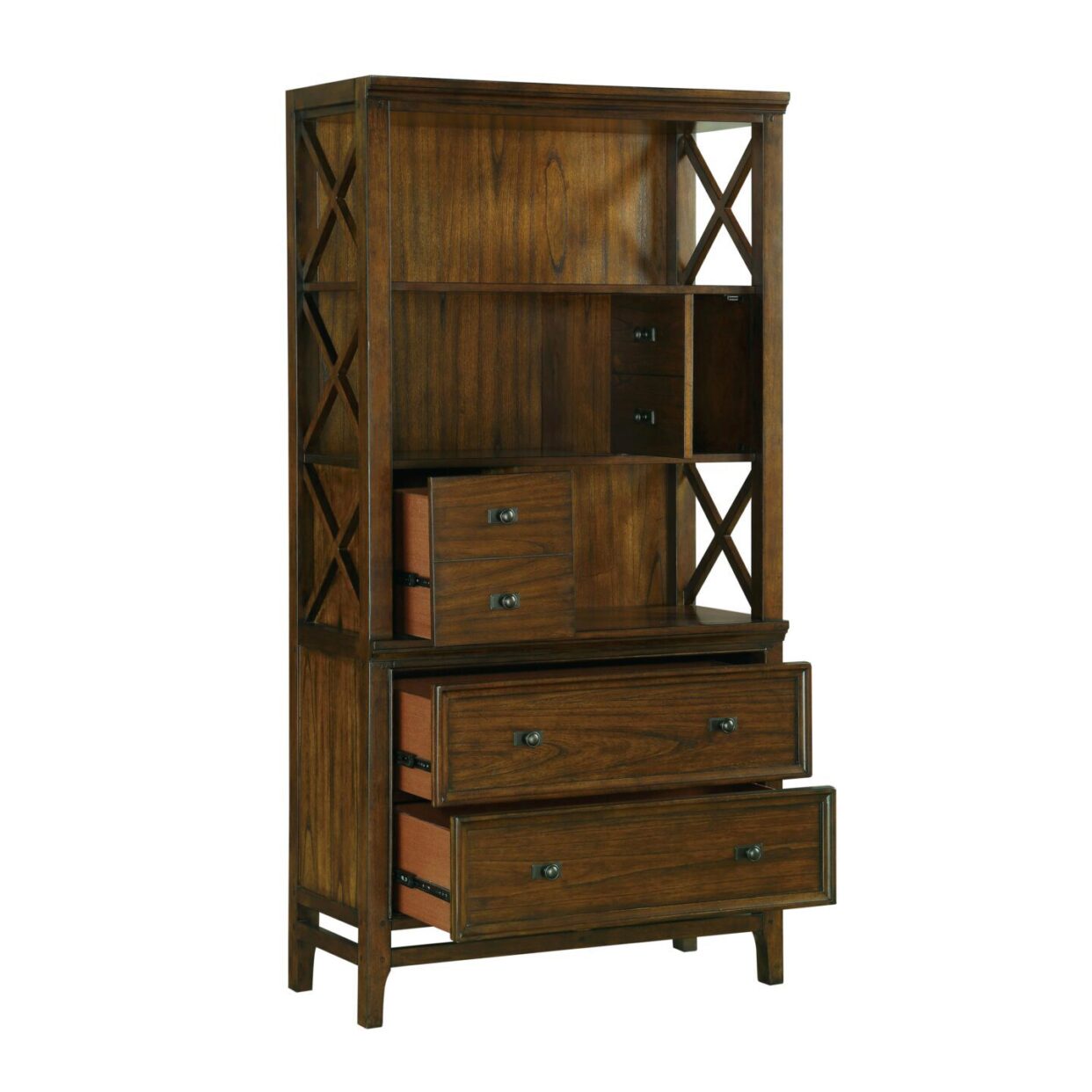 Frazier Park Brown Cherry Wood Bookcase - 1649-18 - Bien Home Furniture &amp; Electronics