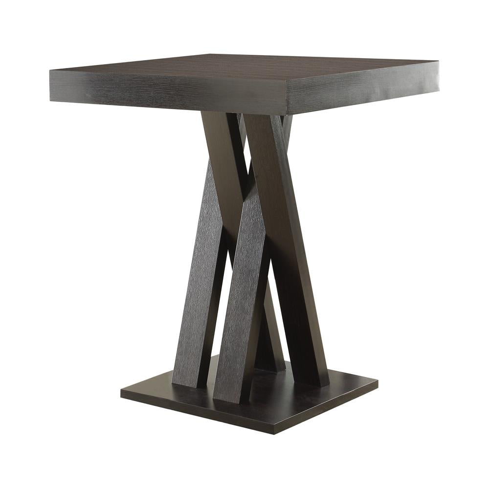 Freda Cappuccino Double X-Shaped Base Square Bar Table - 100520 - Bien Home Furniture &amp; Electronics