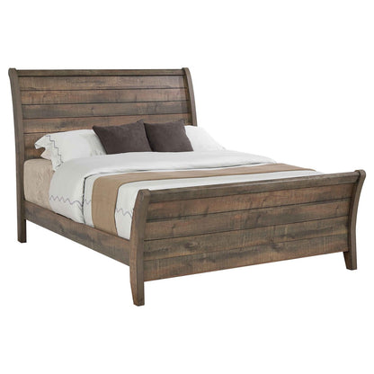 Frederick Eastern King Sleigh Panel Bed Weathered Oak - 222961KE - Bien Home Furniture &amp; Electronics