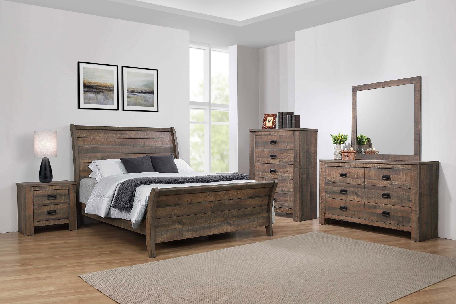 Frederick Queen Sleigh Panel Bed Weathered Oak - 222961Q - Bien Home Furniture &amp; Electronics