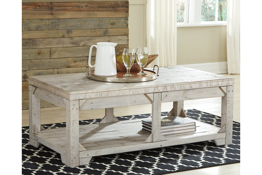 Fregine Whitewash Coffee Table with Lift Top - T755-9 - Bien Home Furniture &amp; Electronics